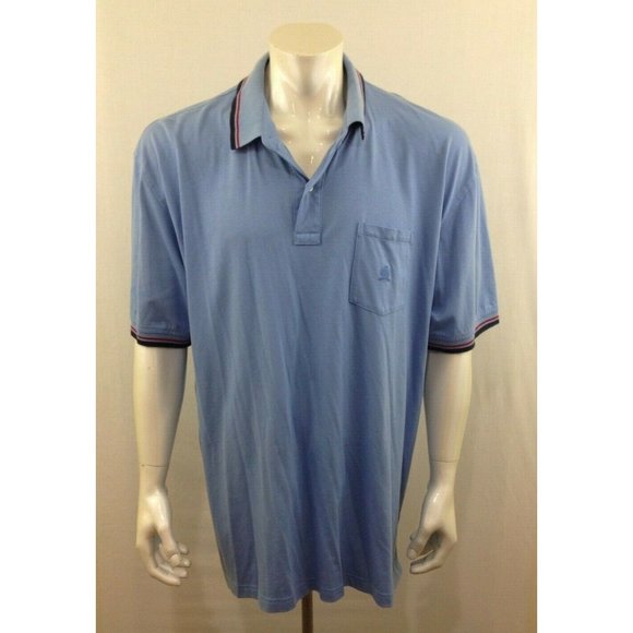 Tommy Hilfiger Pima Cotton Men's Blue Cuffed Short Sleeve Polo Shirt Size XXL - Picture 1 of 7